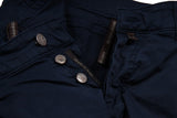 Marco Pescarolo Trousers: 32, Navy blue Flat front cotton/elastane