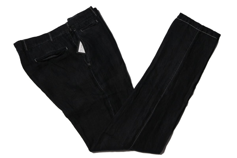 Marco Pescarolo Trousers: 31, Dark navy blue Flat front Wool/Linen/Silk