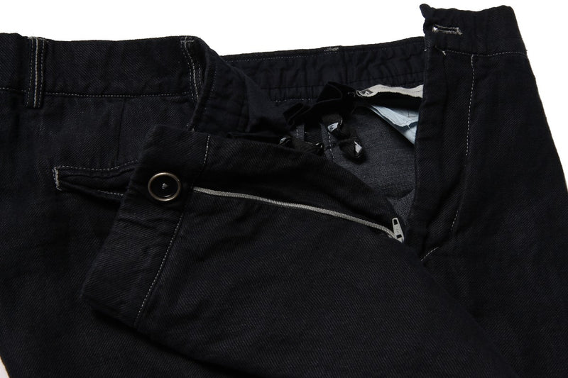 Marco Pescarolo Trousers: 31, Dark navy blue Flat front Wool/Linen/Silk
