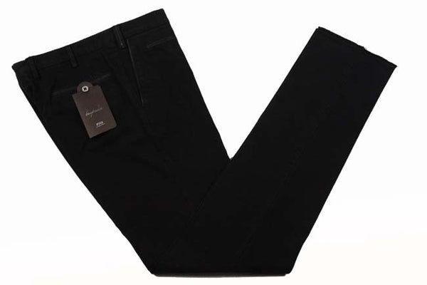 PT01 Trousers: 36/37, Washed black with brown trim, flat front, cotton/elastan