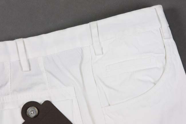 PT01 Trousers: 38, White, flat front with front leg detailing, pure cotton twill