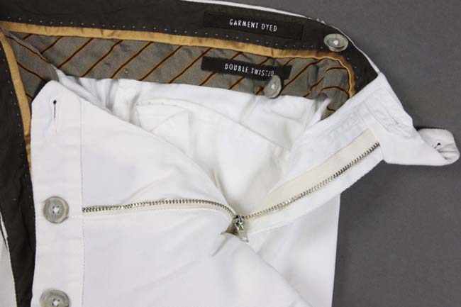 PT01 Trousers: 40, White, flat front with front leg detailing, pure cotton twill