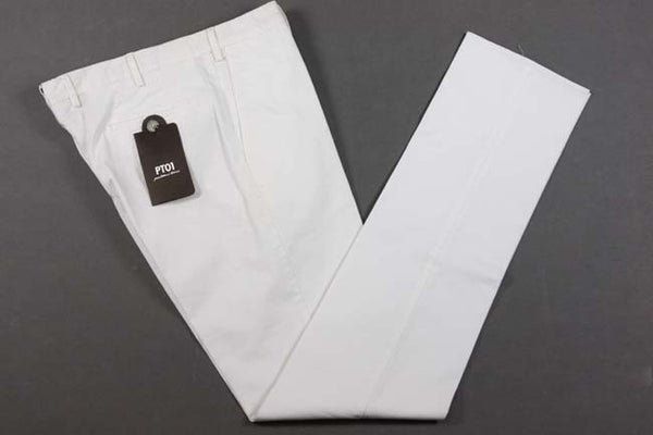 PT01 Trousers: 39/40, Soft white, flat front, washed cotton/elastane