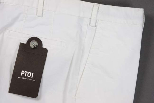 PT01 Trousers: 39/40, Soft white, flat front, washed cotton/elastane