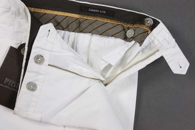 PT01 Trousers: 39/40, Soft white, flat front, washed cotton/elastane