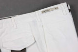 PT01 Trousers: 38, Soft white, flat front, washed cotton/elastane