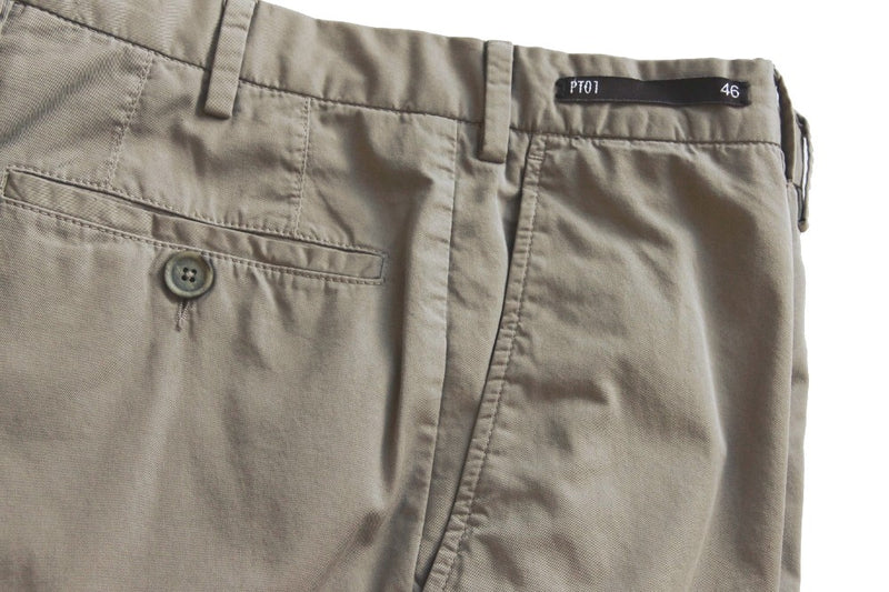 PT01 Trousers: 33/34 *, Beige, flat front, cotton/elastane