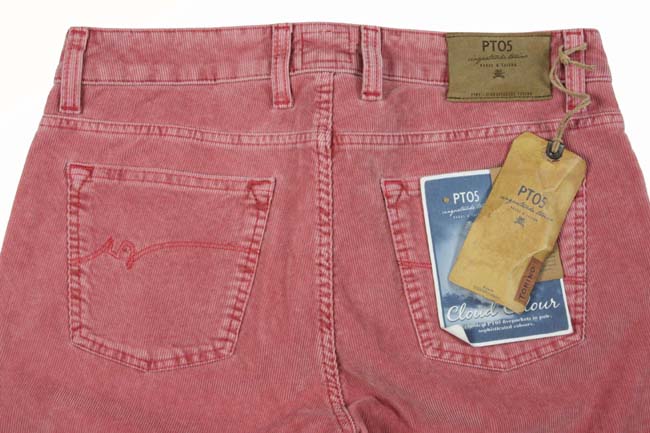 PT05 Jeans: 34, Soft light red, 5-pocket, cotton/elastan corduroy