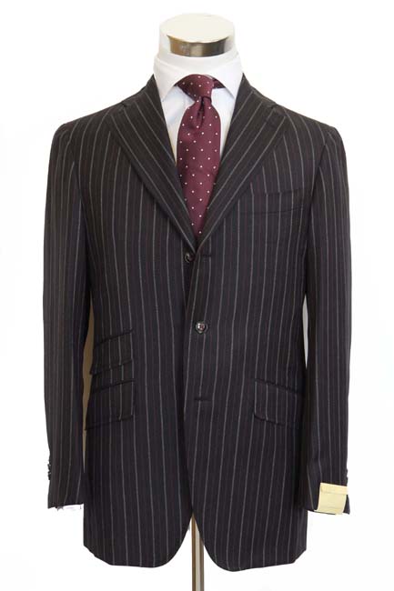 Pal Zileri Sartoriale Suit 41R/42R Dark charcoal with red/tan stripes 3-button  wool/cashmere