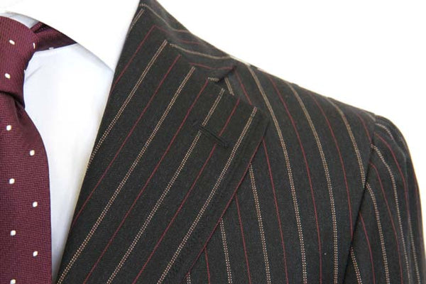 Pal Zileri Sartoriale Suit 41R/42R Dark charcoal with red/tan stripes 3-button  wool/cashmere