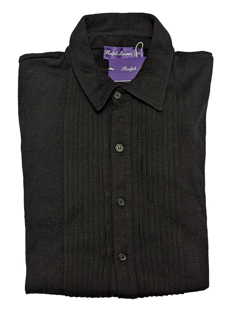 Ralph Lauren Purple Label Cardigan X-Large Black Ribbed Front Cashmere