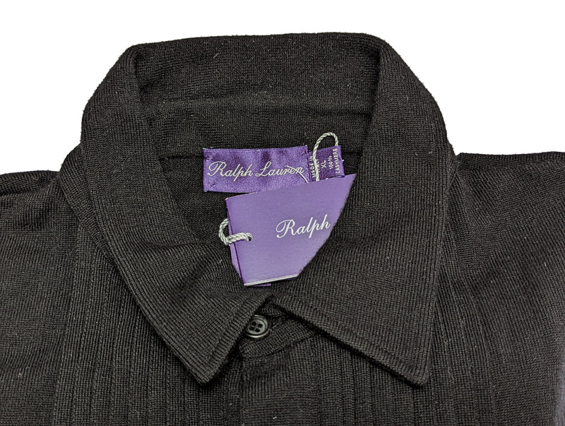 Ralph Lauren Purple Label Cardigan X-Large Black Ribbed Front Cashmere
