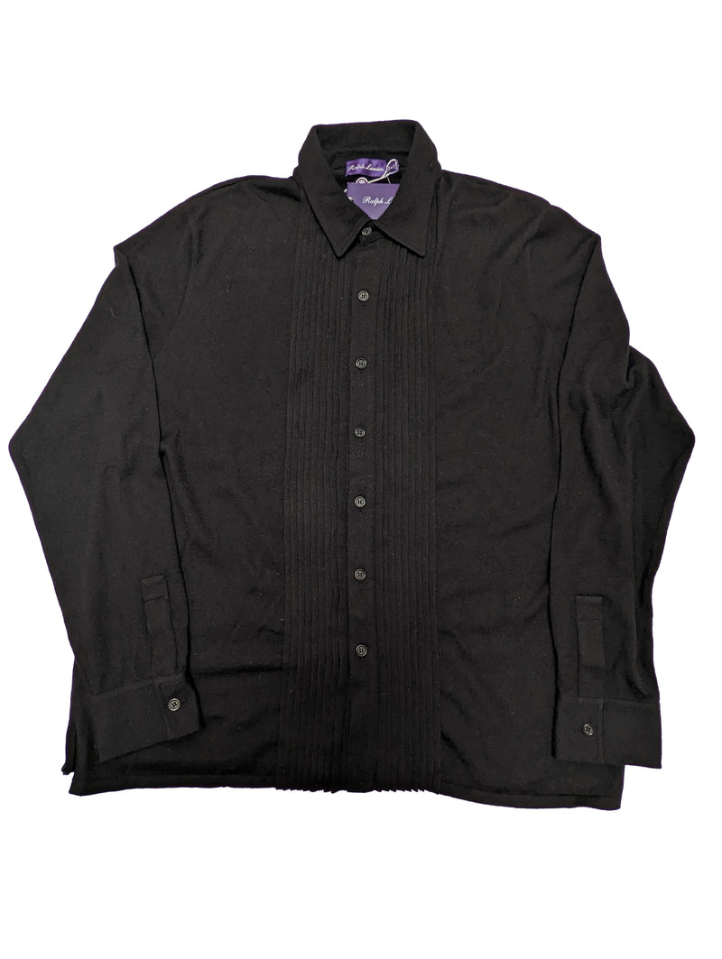Ralph Lauren Purple Label Cardigan X-Large Black Ribbed Front Cashmere