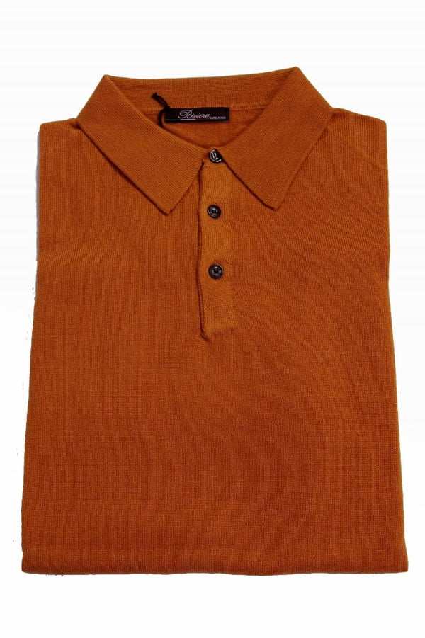 Riviera Sweater: Orange, Polo collar, cashmere/silk