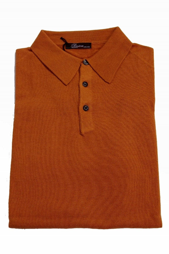 Riviera Sweater: Orange, Polo collar, cashmere/silk