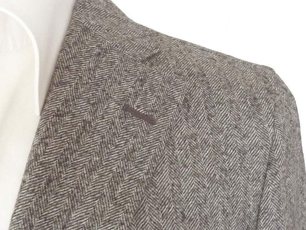 Riviera Sport Coat: 45S/45R Charcoal/White Herringbone, 3-button, pure wool