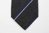 Roda Tie, Dark grey with blue and white stripe, 3.25" wide, cashmere