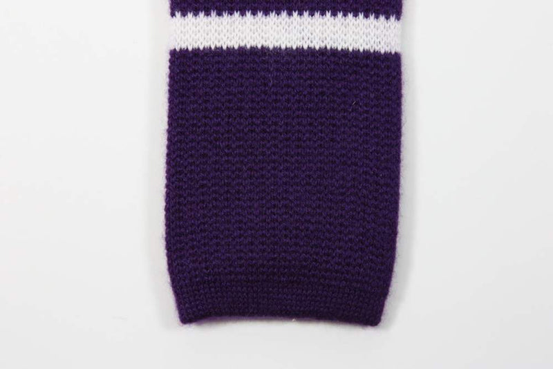 Roda Tie, Dark purple and white stripe, 2.5" wide, cashmere