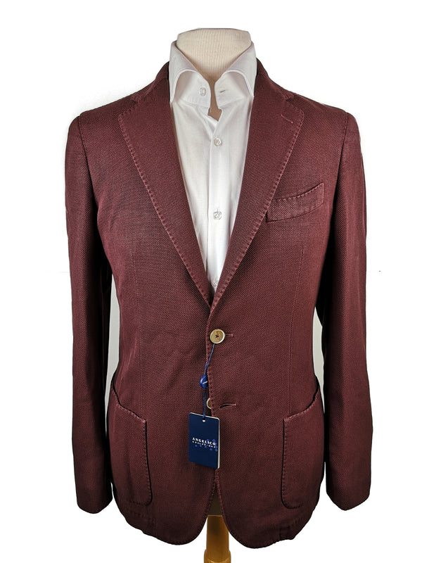 Angelico Sport Coat 38R, Burgundy weave 2-button Cotton