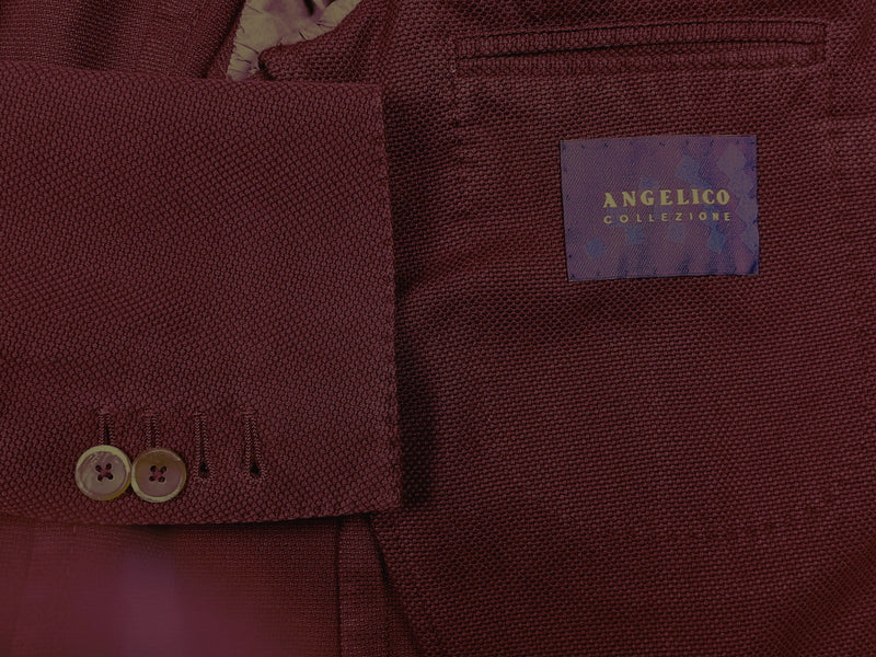Angelico Sport Coat 38R, Burgundy weave 2-button Cotton