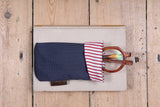 Sartorial Home Glasses Sleeve/Pochette, Navy white pindots Pure Silk