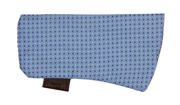 Sartorial Home Glasses Sleeve/Pochette, Sky blue mini-diamond pattern Pure Silk