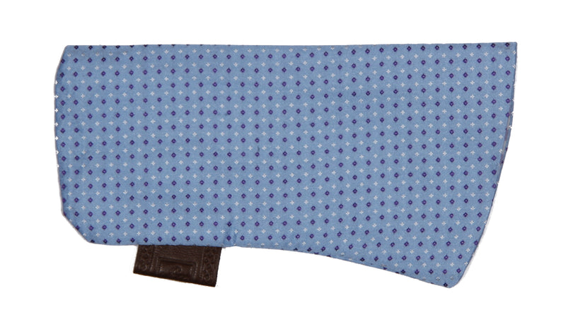 Sartorial Home Glasses Sleeve/Pochette, Sky blue mini-diamond pattern Pure Silk