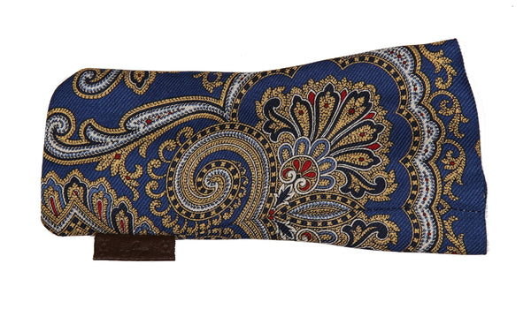 Sartorial Home Glasses Sleeve/Pochette, Royal blue Paisley Print Pure Silk