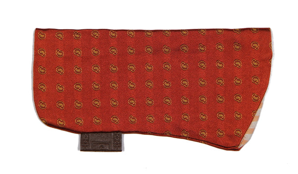 Sartorial Home Glasses Sleeve/Pochette, Orange gold paisleys Pure Silk