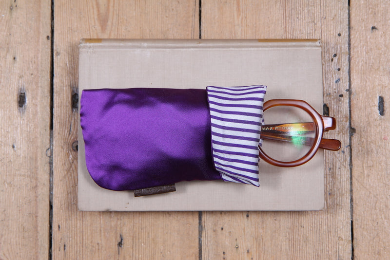 Sartorial Home Glasses Sleeve/Pochette, Solid purple Pure Silk