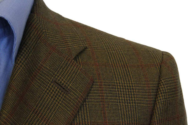 Stile Latino Sport Coat: 38R, Brown plaid with rusty red overplaid, 3-button, pure cashmere