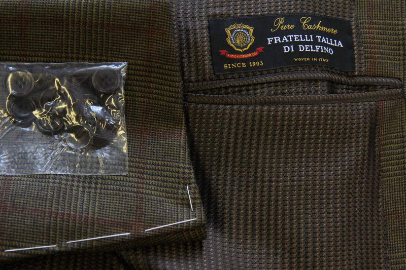 Stile Latino Sport Coat: 38R, Brown plaid with rusty red overplaid, 3-button, pure cashmere