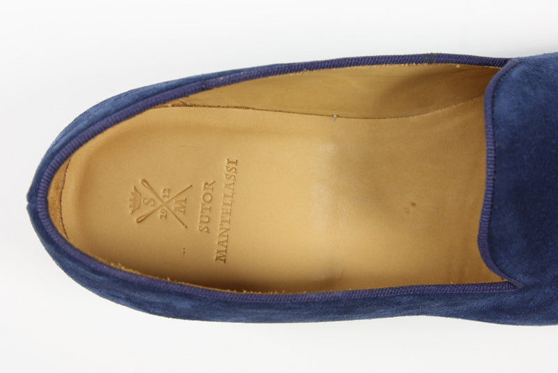 Sutor Mantellassi Shoes SALE! Blue suede slip-on loafers