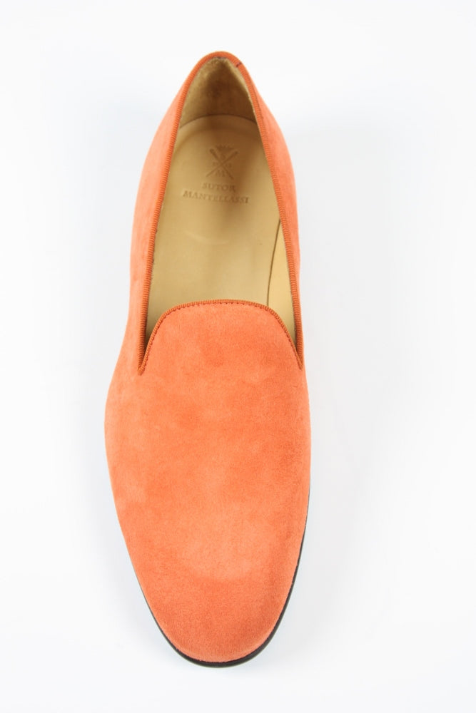 Sutor Mantellassi Shoes SALE! Soft orange suede slip-on loafers