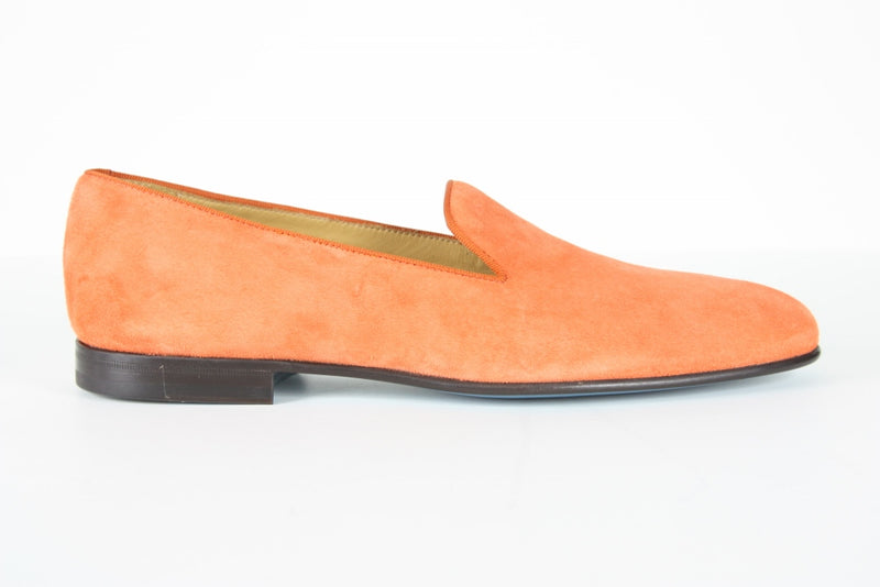 Sutor Mantellassi Shoes SALE! Soft orange suede slip-on loafers