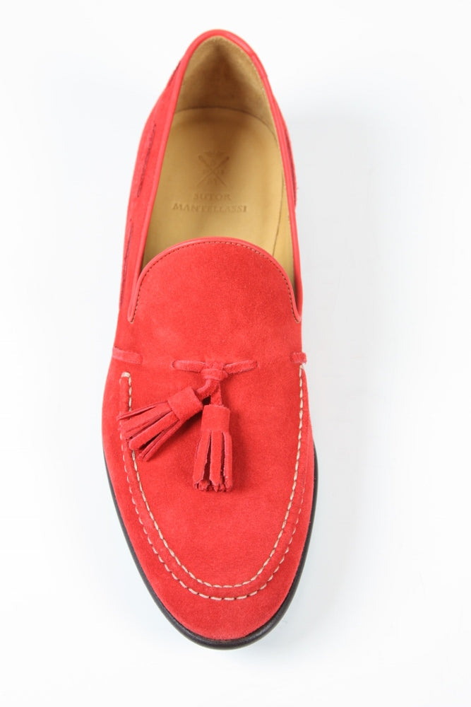 Sutor Mantellassi Shoes SALE! Soft red suede tassled loafers