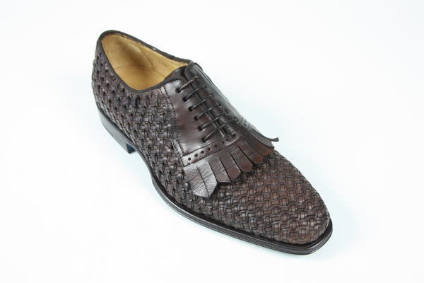 Magnanni Louie Brown Crocodile Skin Penny Loafers