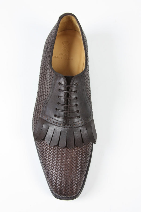 Sutor Mantellassi Shoes SALE! Dark brown basket weave kilted oxford