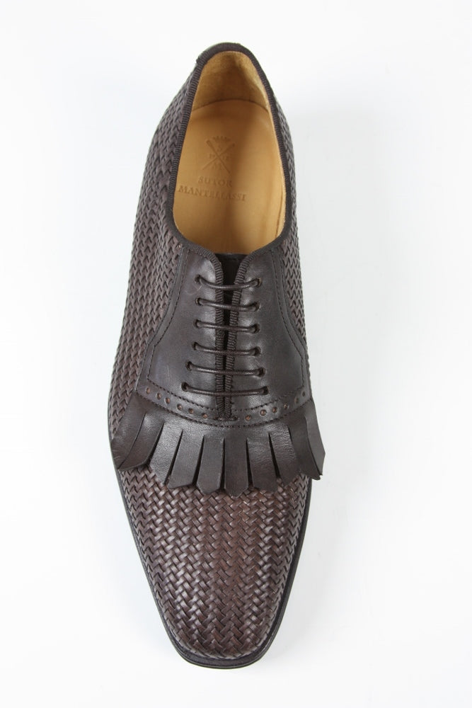 Sutor Mantellassi Shoes SALE! Dark brown basket weave kilted oxford