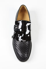 Sutor Mantellassi Shoes SALE! Black basket weave kilted monk strap