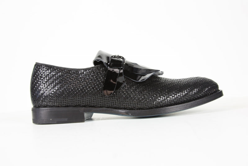 Sutor Mantellassi Shoes SALE! Black basket weave kilted monk strap