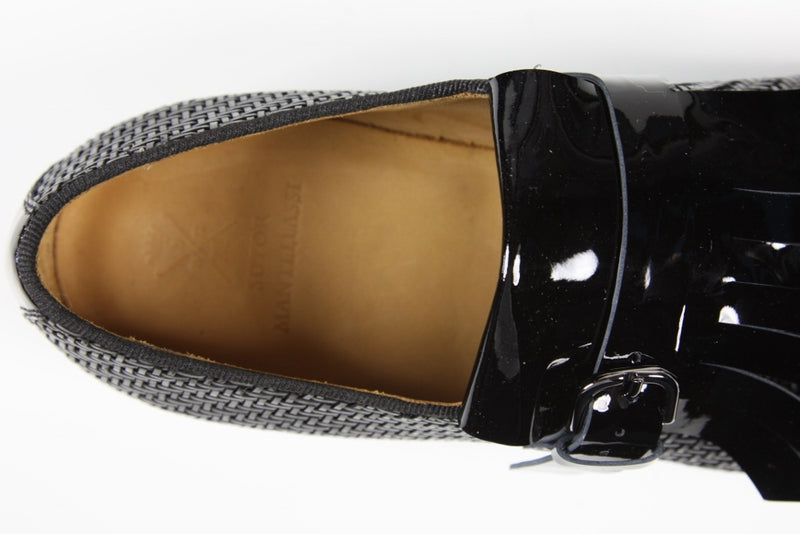 Sutor Mantellassi Shoes SALE! Black basket weave kilted monk strap