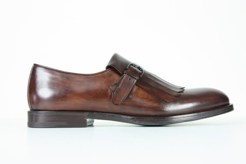 Sutor Mantellassi Shoes SALE! Brown basket weave kilted monk strap