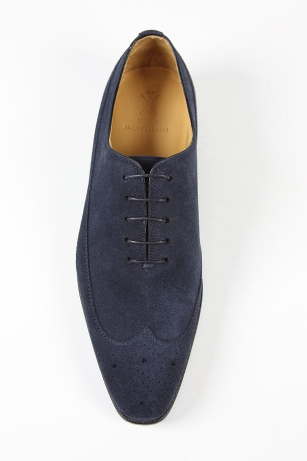 Sutor Mantellassi Shoes, Navy suede wingtip oxfords