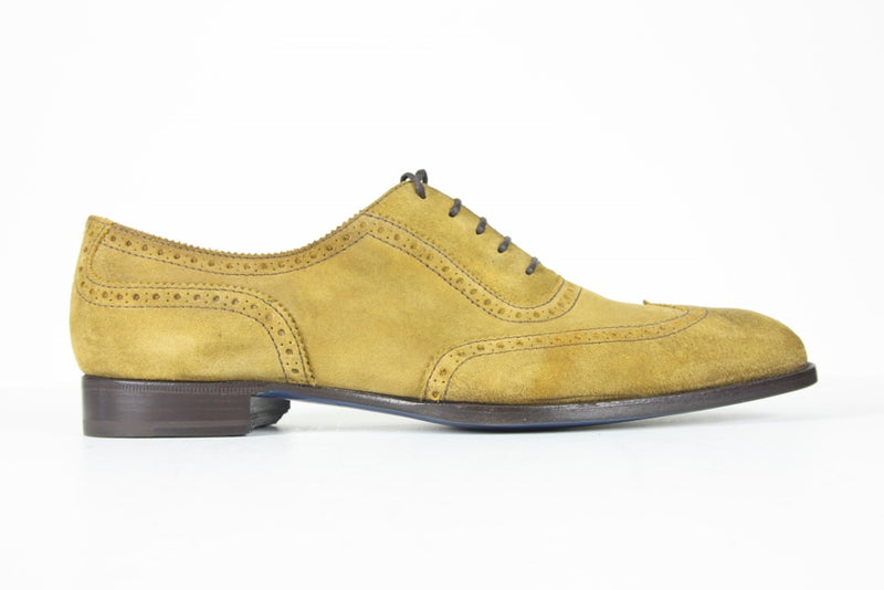 Sutor Mantellassi Shoes, Yellow sand suede wingtip oxford