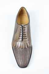 Sutor Mantellassi Shoes SALE! Taupe brown basket weave kilted oxford