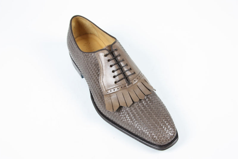 Sutor Mantellassi Shoes SALE! Taupe brown basket weave kilted oxford