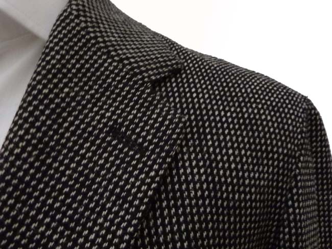 Stile Latino Sport Coat: 41R/42R, Black & white weave, 2-button, wool