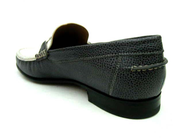 FINAL SALE A.Testoni Shoes: 7.5E (US), Smoke gray & white, slip-on loafer, leather