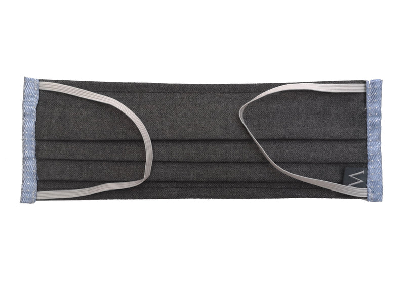 The Wardrobe Sartorial Face Mask, Mid grey Wool/Silk/Cotton